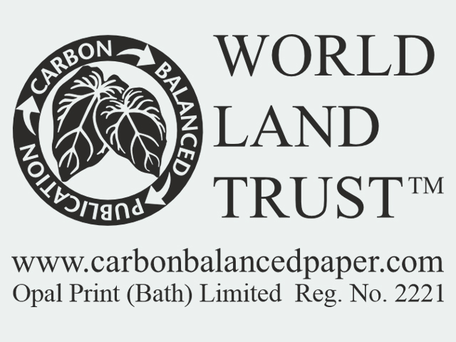 World Land Trust logo, Carbon Balanced paper