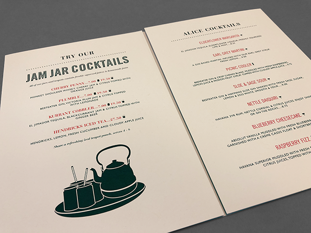 Cocktail menu