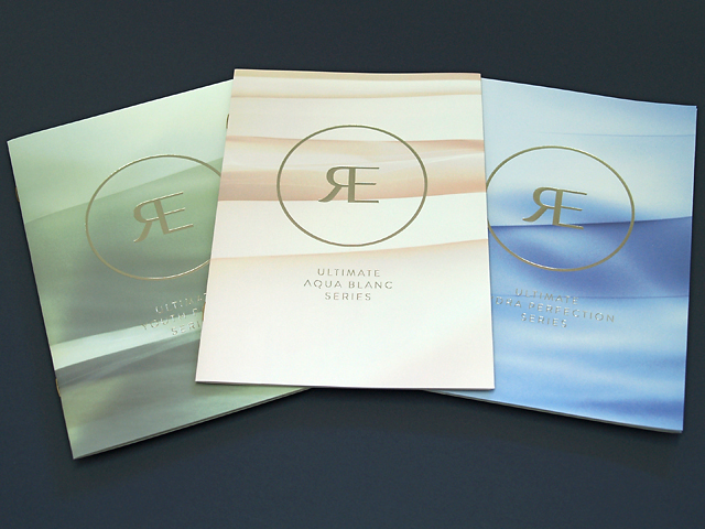 Racinne brochure with gold foiling