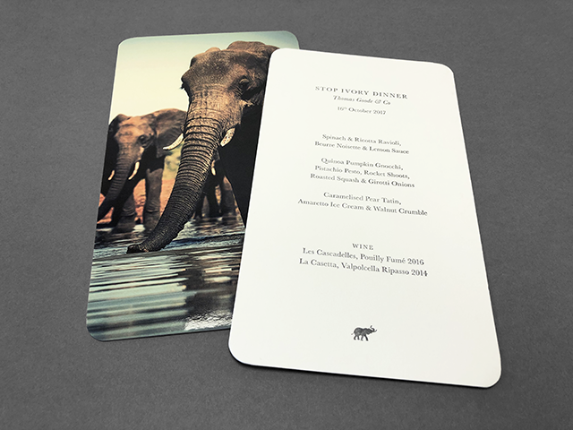 Letterpress and Gloss lamination dinner invitation