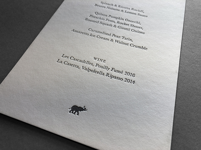 Stop Ivory Dinner menu