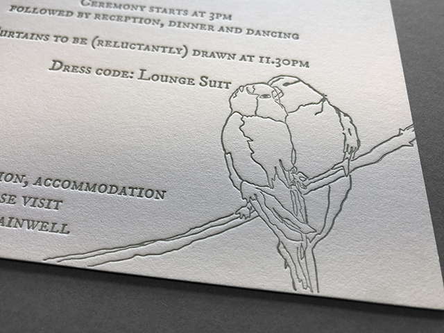 Letterpress wedding invitation