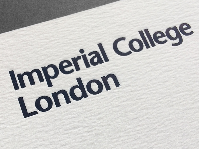Imperial College, London letterpress invitation