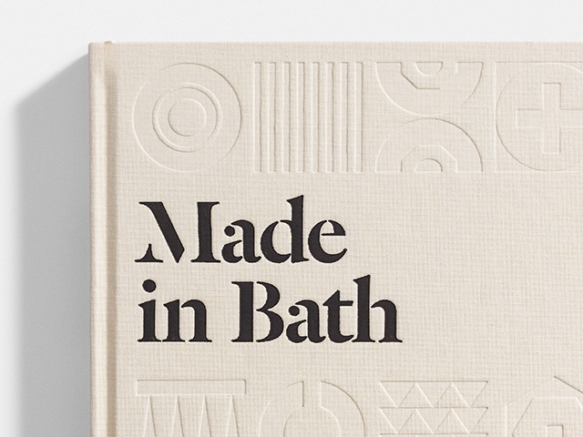Made in Bath case bound book with cloth cover, debossed, black foiled and premium section sewn binding printed by Opal Print.